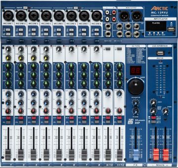 Picture of 12 Channel Audio Mixer 8 Mono, 2 St, Effects, USB