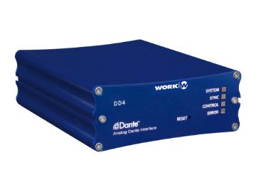 Picture of DD4 DANTE Audio Over IP Interface. 4 in / 4 out